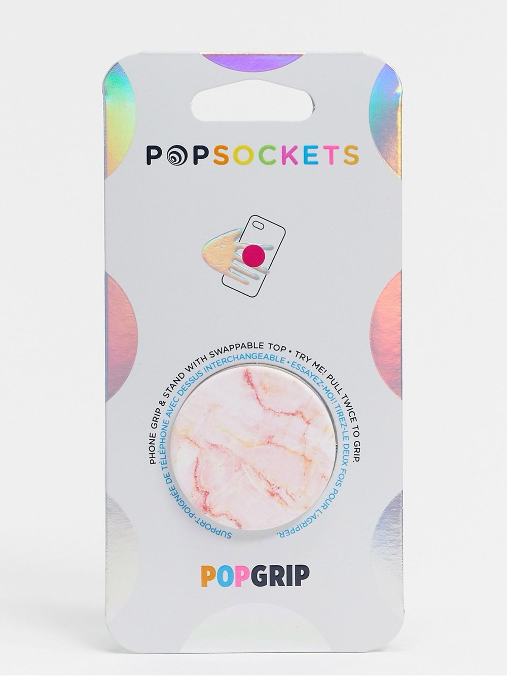 2Pc Bundle PopSockets PopGrip Phone Grip Pink & Gold Marble Top Car Vent Holder
